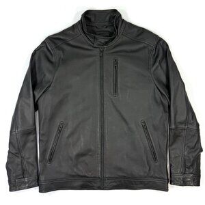 Rodd & Gunn Mens Leather Aviator Bomber Jacket Size XL Black Lined Moto